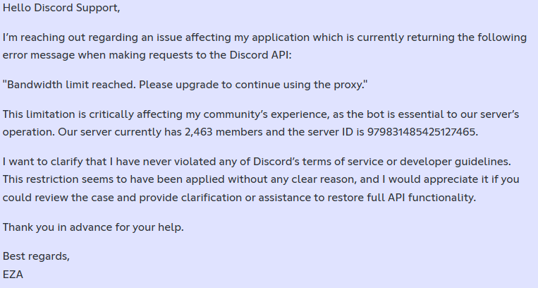 Message envoyé à Discord